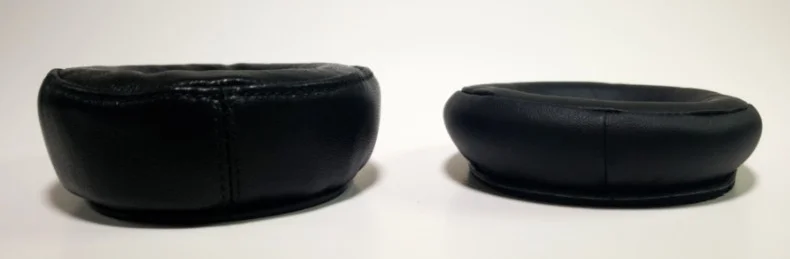 Our Beautiful Audio earpad (left), next to the original Panasonic earpad (right).