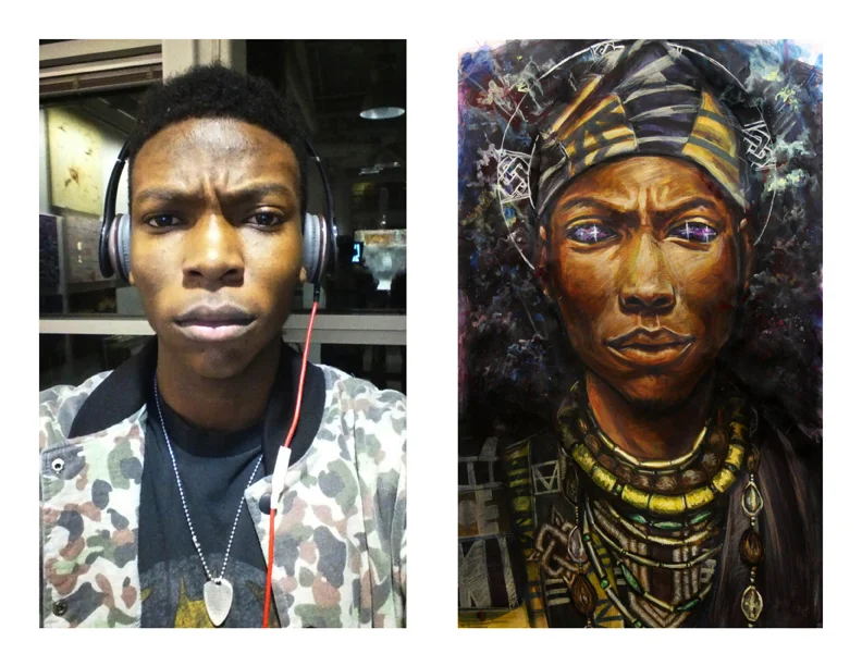 “Jordan as Orunmila” Acrylic on Paper, 26”x38”