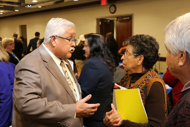 Norwalk City Council candidate Tony Ayala speaks with Norwalk voters during meet & greet hosted by Norwalk Chamber of Commerce. Photo | City of Norwalk