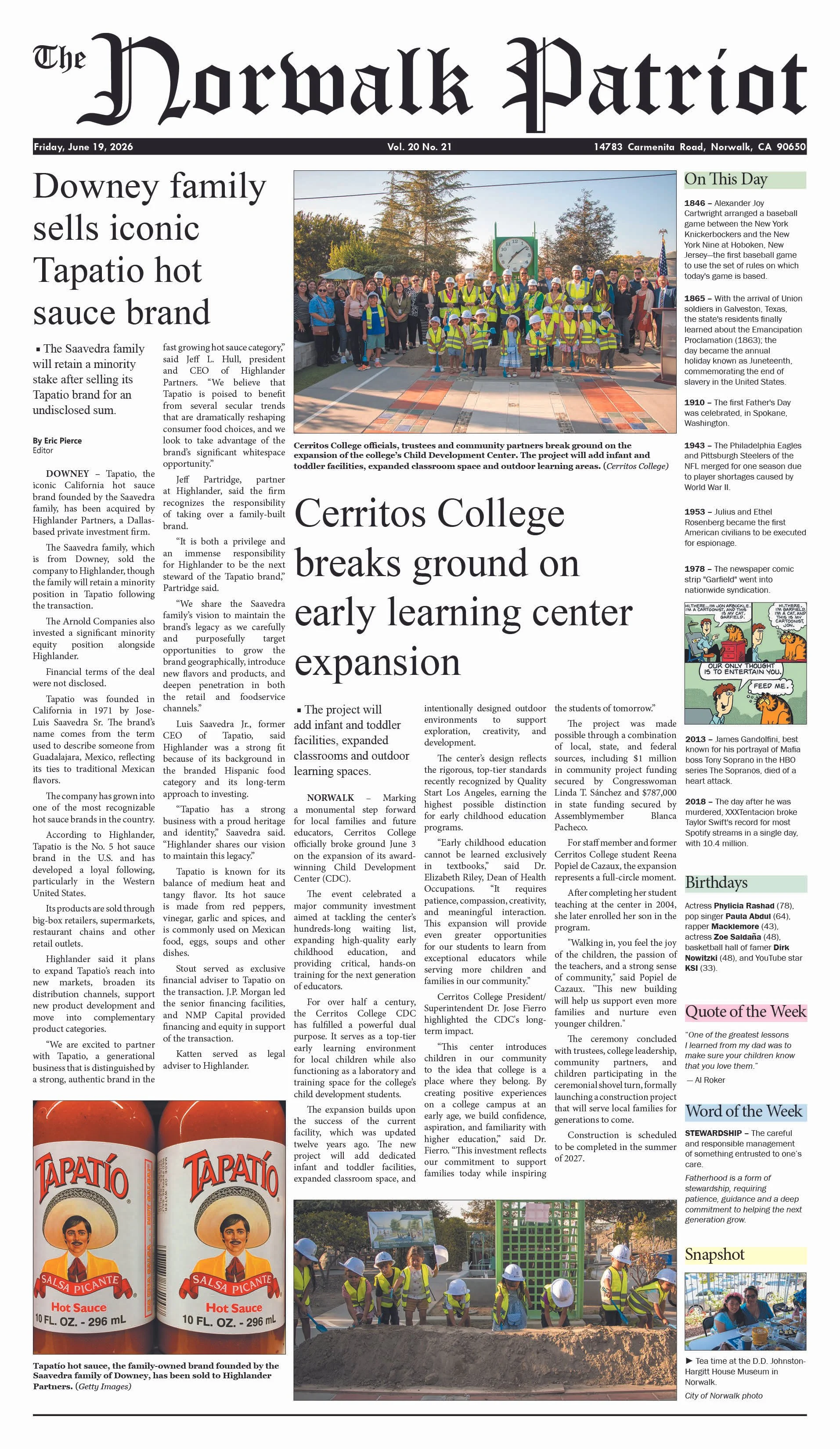 VOL. 20, NO 21, JUNE 19, 2026