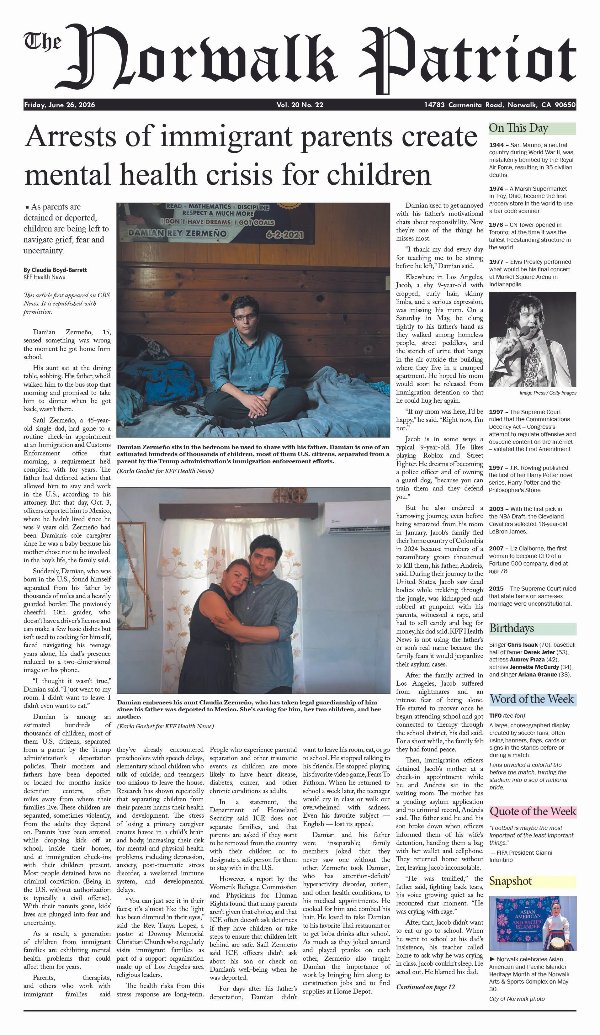 VOL. 20., NO. 22, JUNE 26, 2026