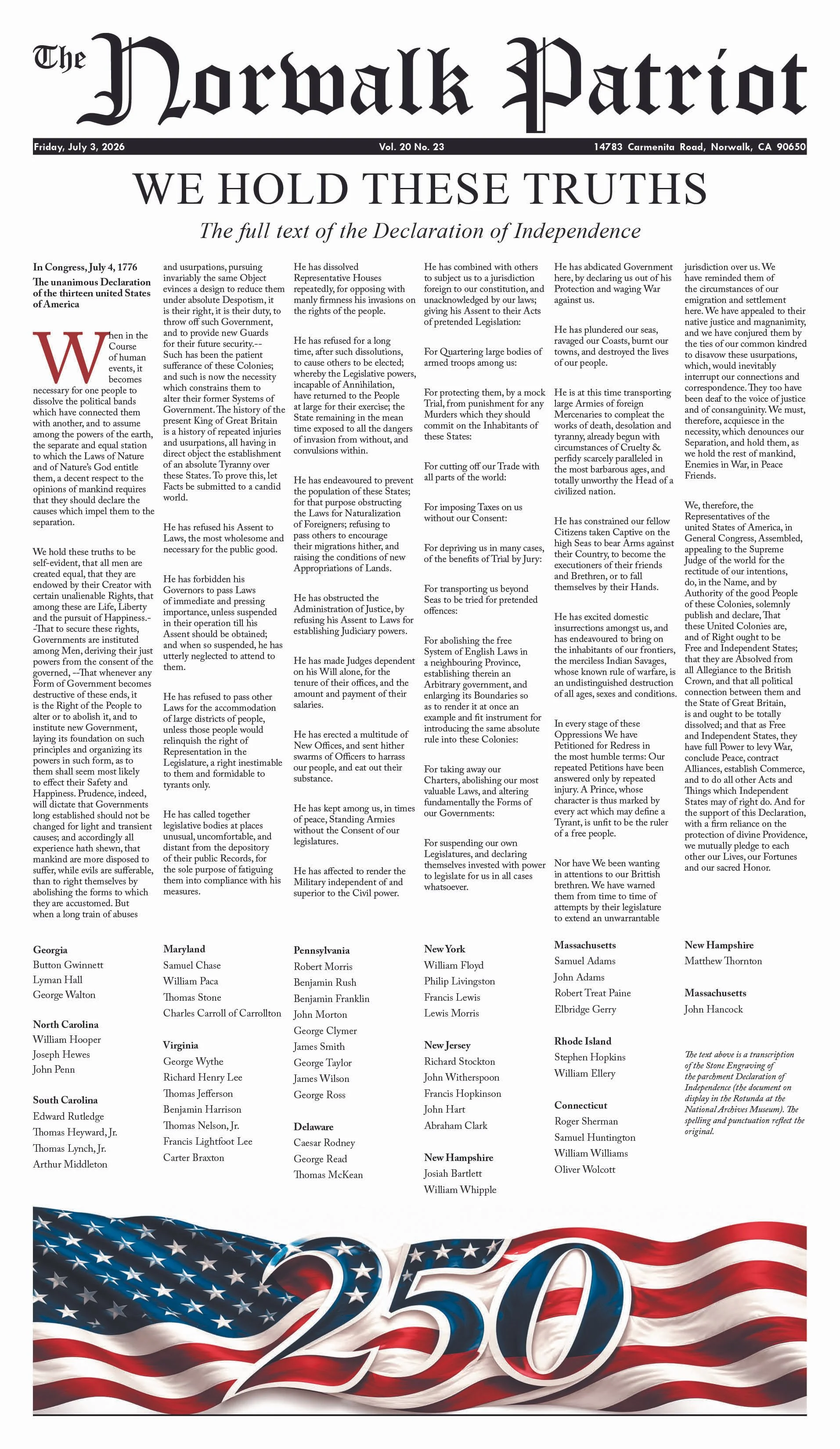 VOL. 20, NO. 23, JULY 3, 2026