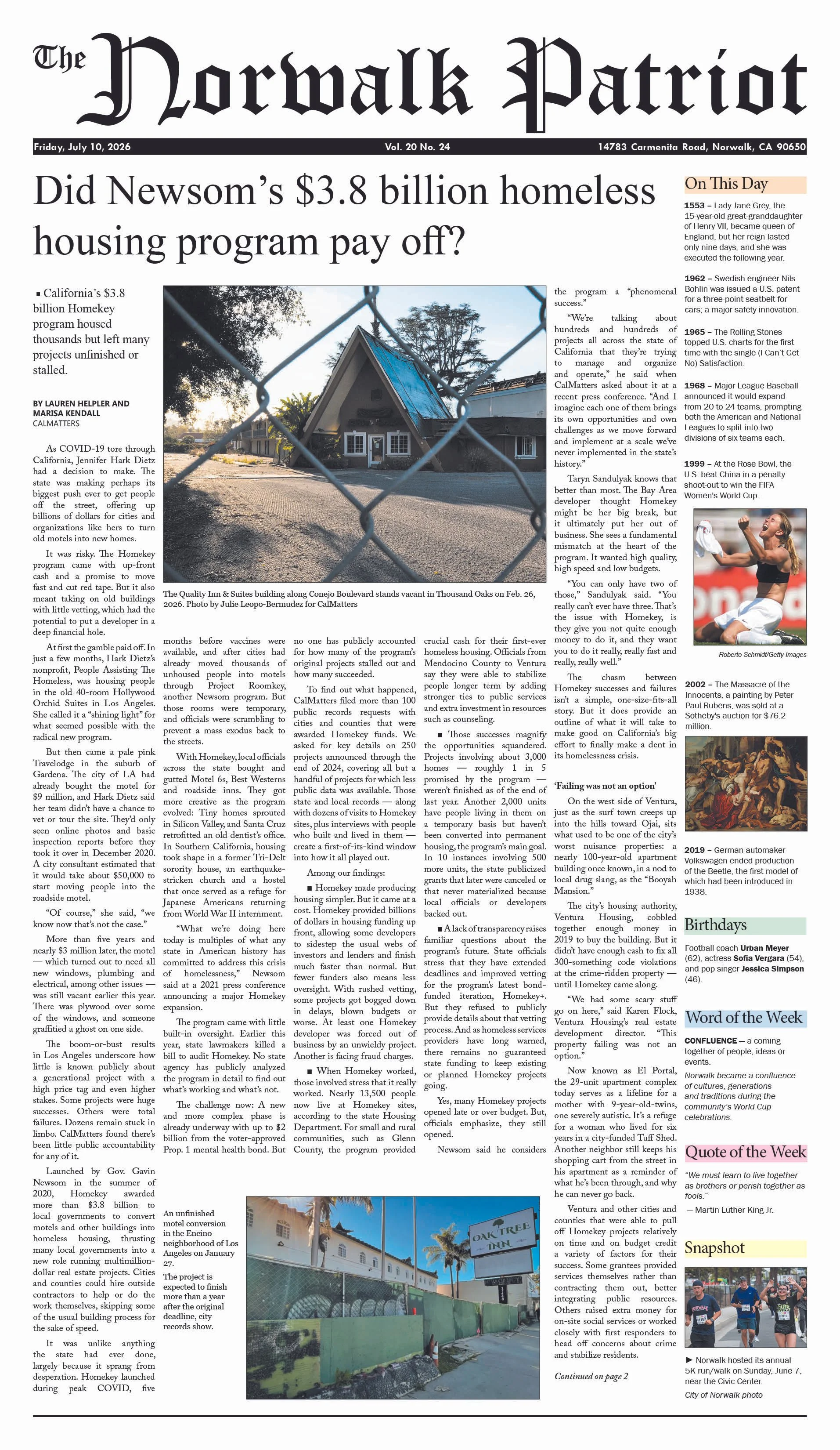 VOL. 20, NO 24, JULY 10, 2026 