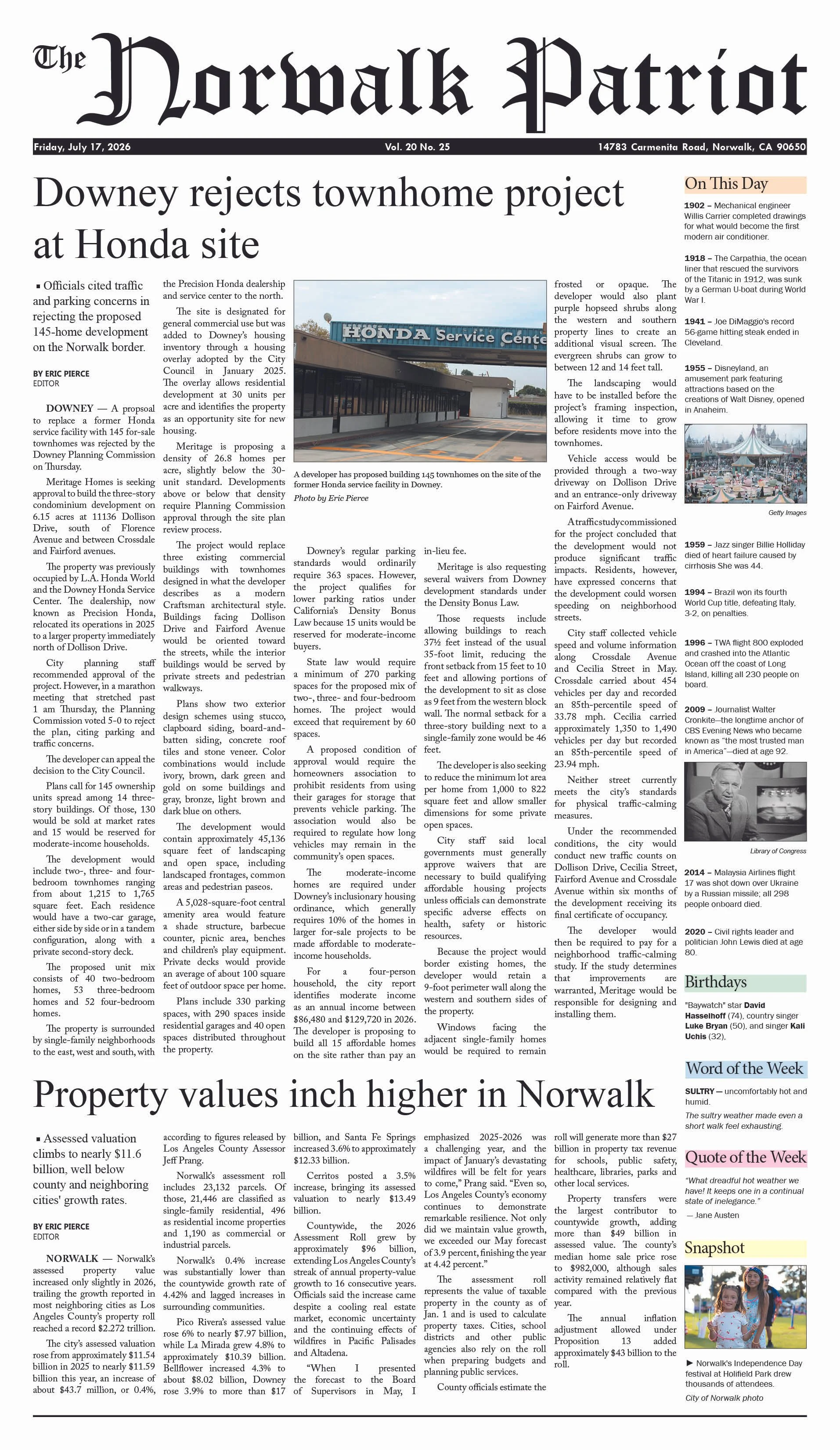 VOL. 20, NO 25, JULY 17, 2026 