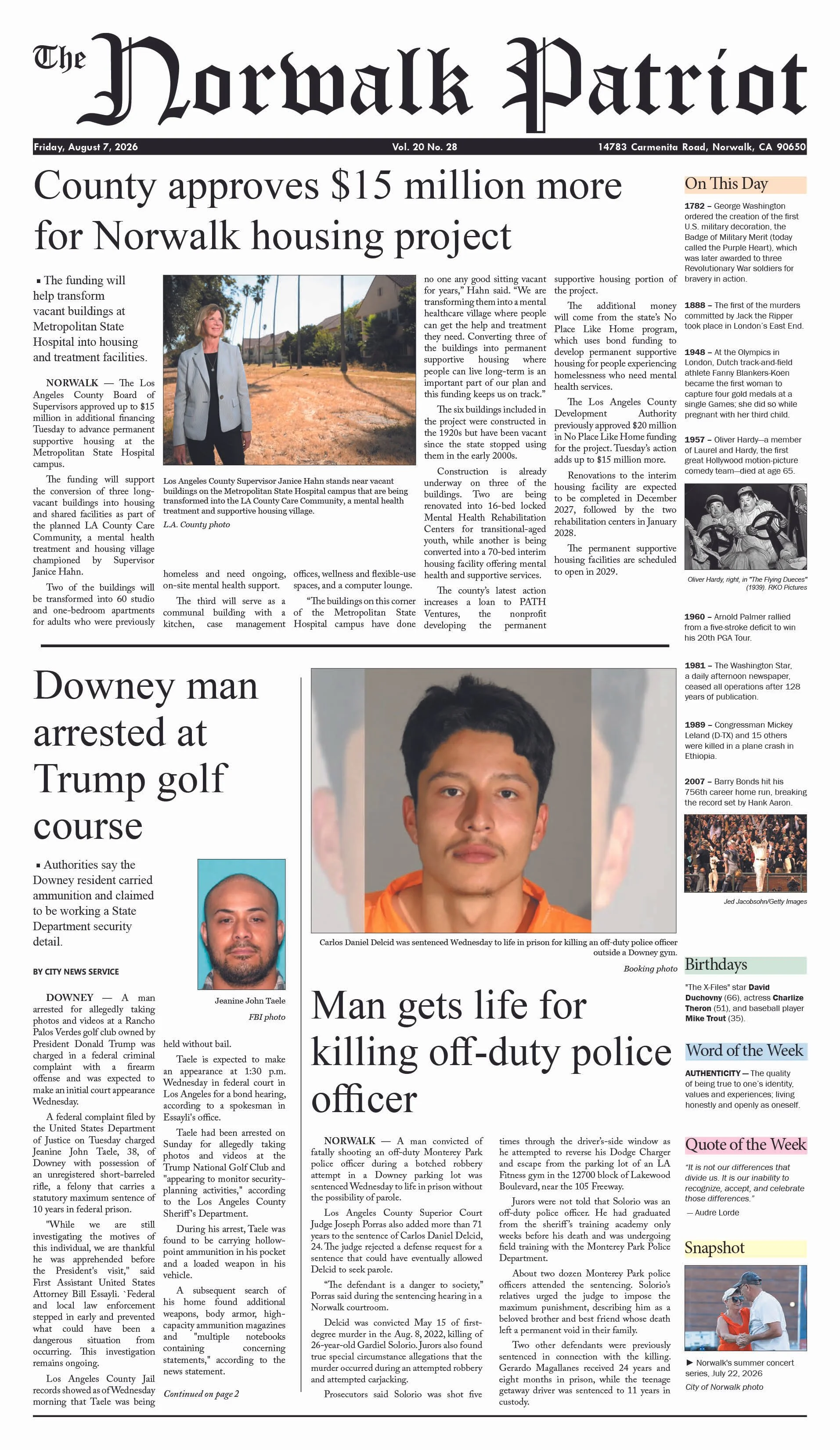 Vol. 20, No 28, August 7, 2026