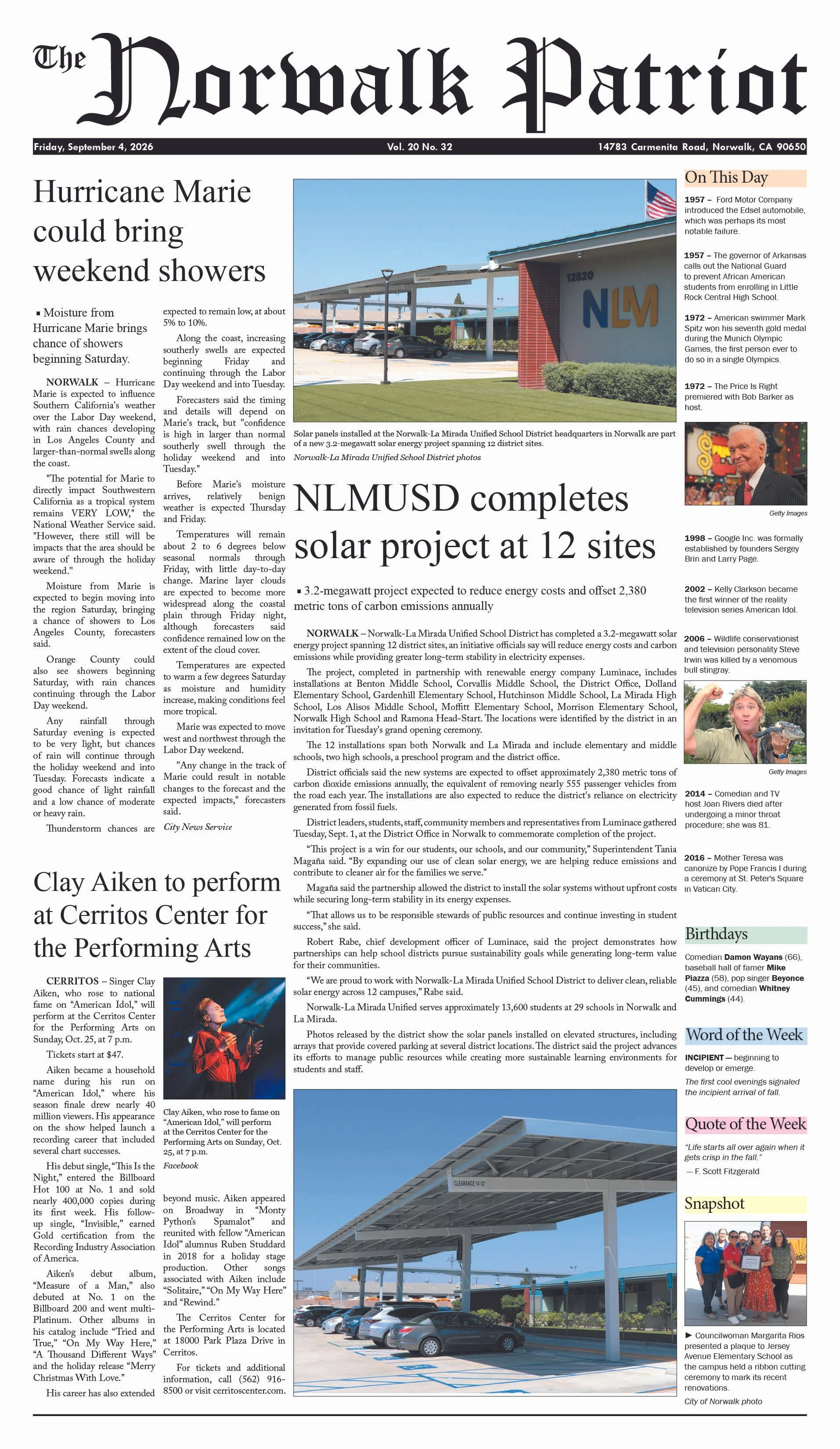 Vol. 20, No. 31, September 4, 2026