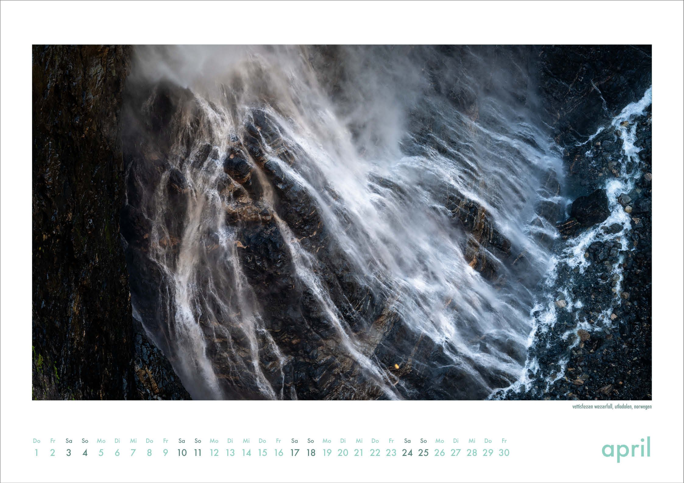 Wasserfall in Norwegen - Kalenderblatt April