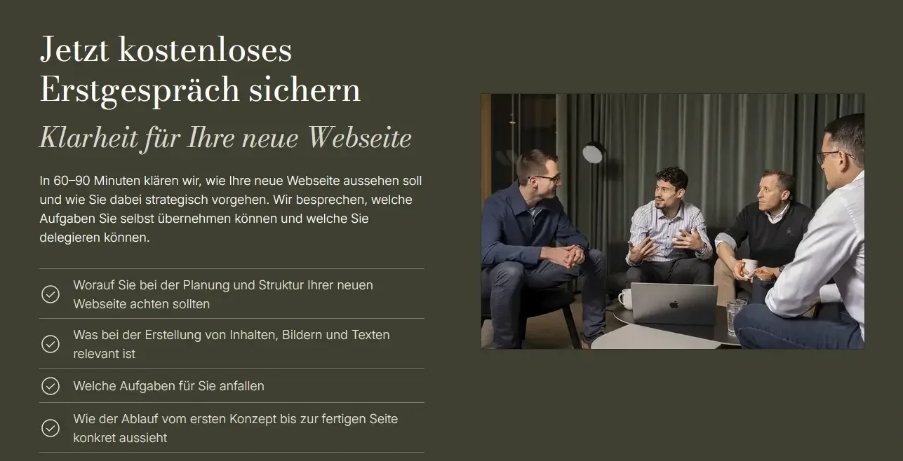 Screenshot Webseite Branding Fotografie Zürich