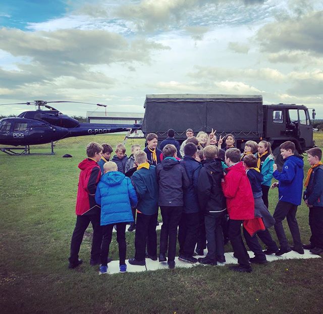 The local Scouts on the helicopter pad yesterday evening! #scouts #community #helicopter #army #airfield #aviation #morpeth #northumberland