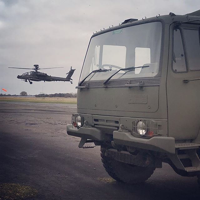 Our Army vehicles feel right back at home working at the airfield #Morpeth #Eshott #Northumberland #ah64 #apache #flying #offroad #truck #driving #experiences #gift #xperience