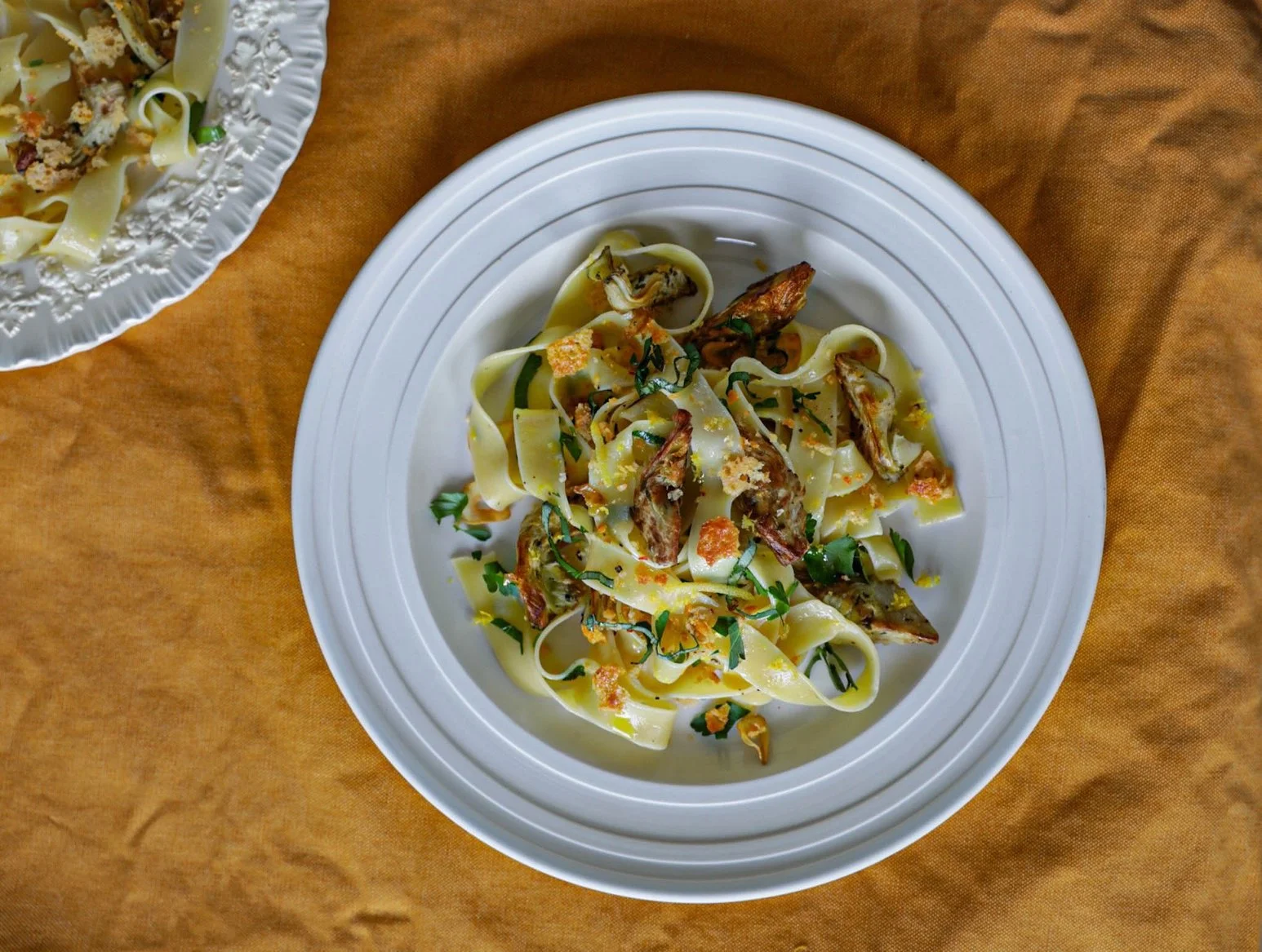 Pappardelle with artichokes and lemon 