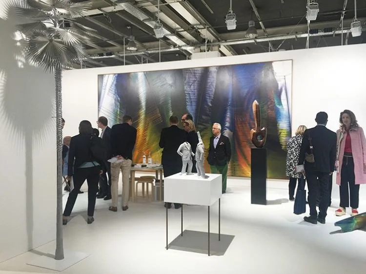 Installation view of works by David Zink Yi, Katharina Grosse and Claudia Comte