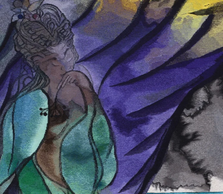 Chris Ofili, The Caged Bird’s Song , 2014–2017 (detail). © Chris Ofili. Courtesy the Artist and Victoria Miro, London, The Clothworkers’ Company and Dovecot Tapestry Studio, Edinburgh.