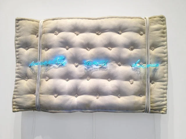 Pier Paolo Calzolari , Untitled (Mattress: “Senz’altri rumori che i miei”), 1971 . Marianne Boesky and Pace Gallery, 2012 Photograph by Katy Hamer