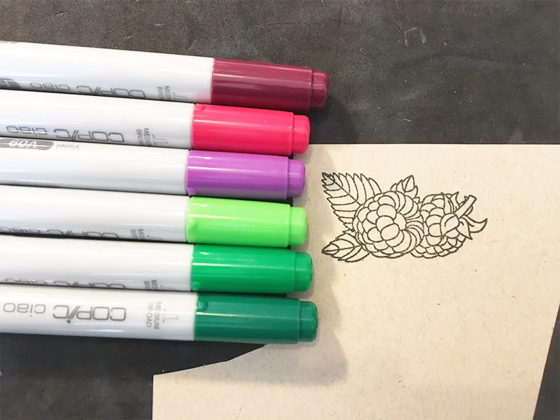 STEP 6 Copictusser Bær: RV29 - V09 - RV69 Blade: G14 - G17 - G05