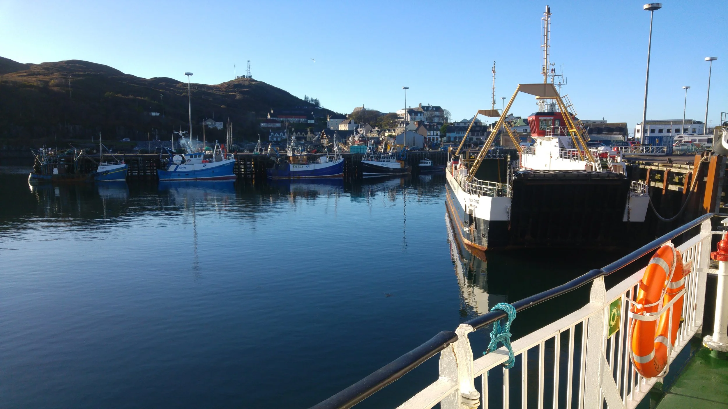 Mallaig harbour looking bonny from the ferry on the day of departure.