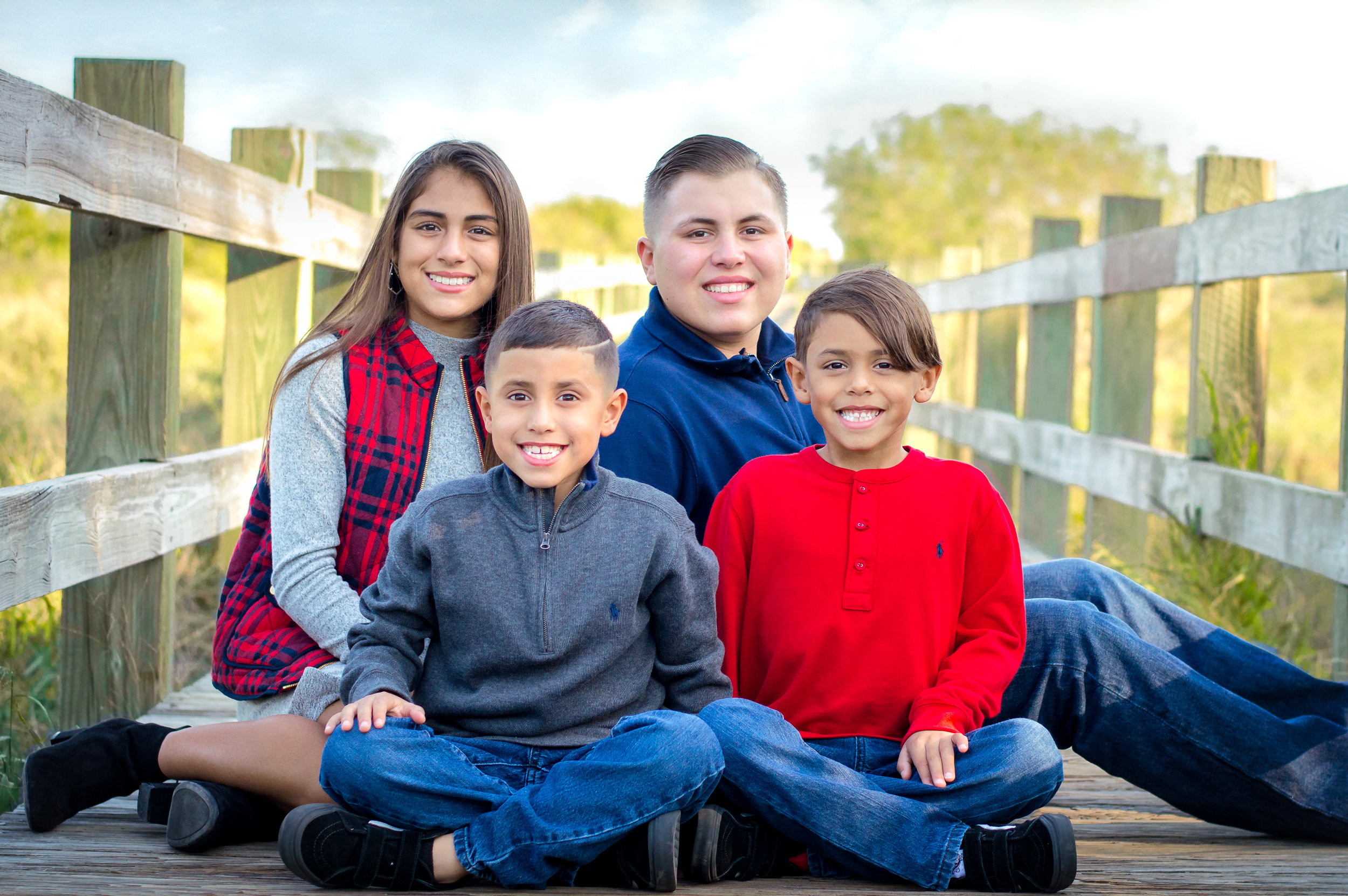 Grey, Navy, and Red are carried through each outfit perfectly for coordinating looks in any grouping.