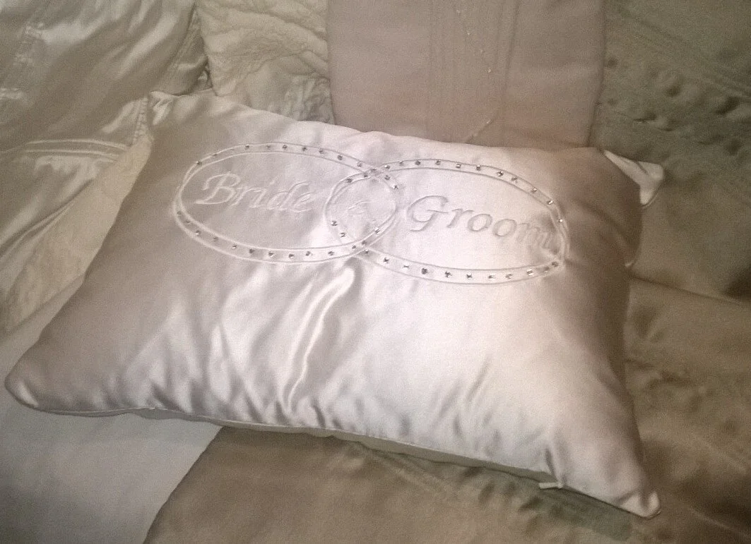 Wedding cushion bride & groom ivory satin£15.jpg