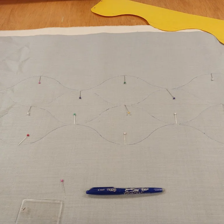 Quilting an intricate design . From marking to quilting