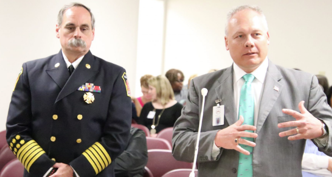 City Manager Darren Currie, accompanied by Fire Chief David Yergeau, formally made the request on behalf of the city. 