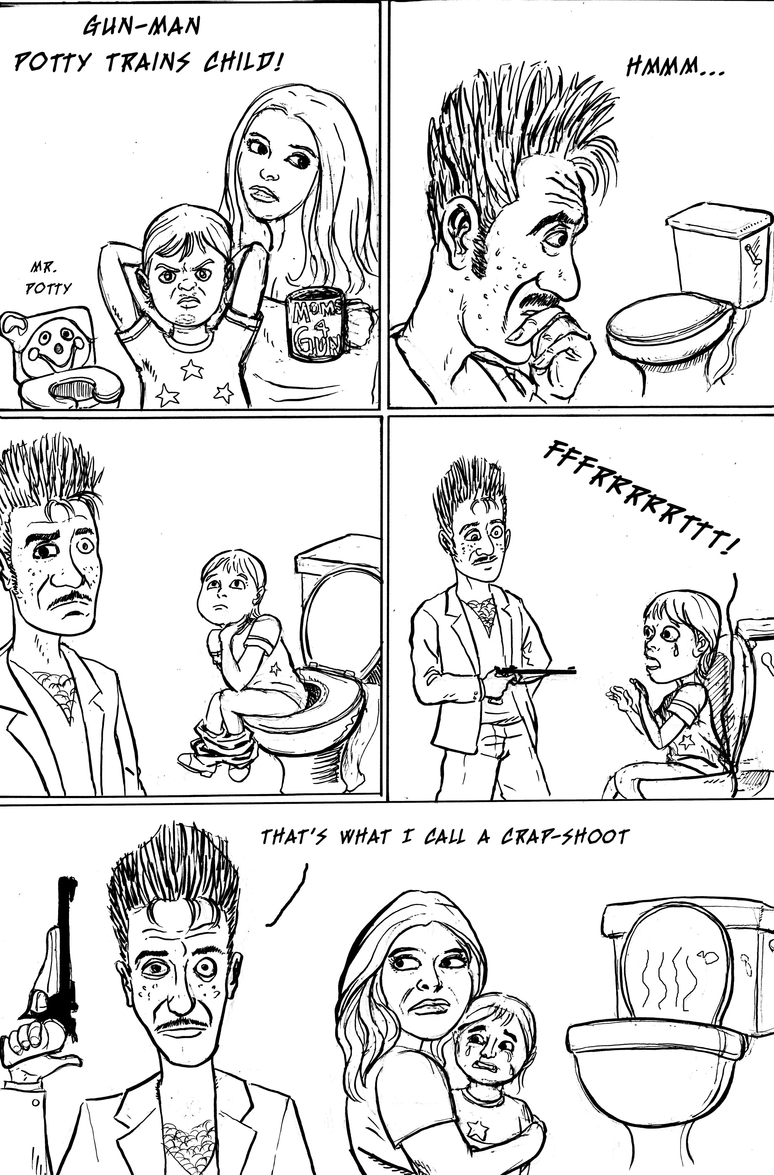Gun-Man Potty Trains Child