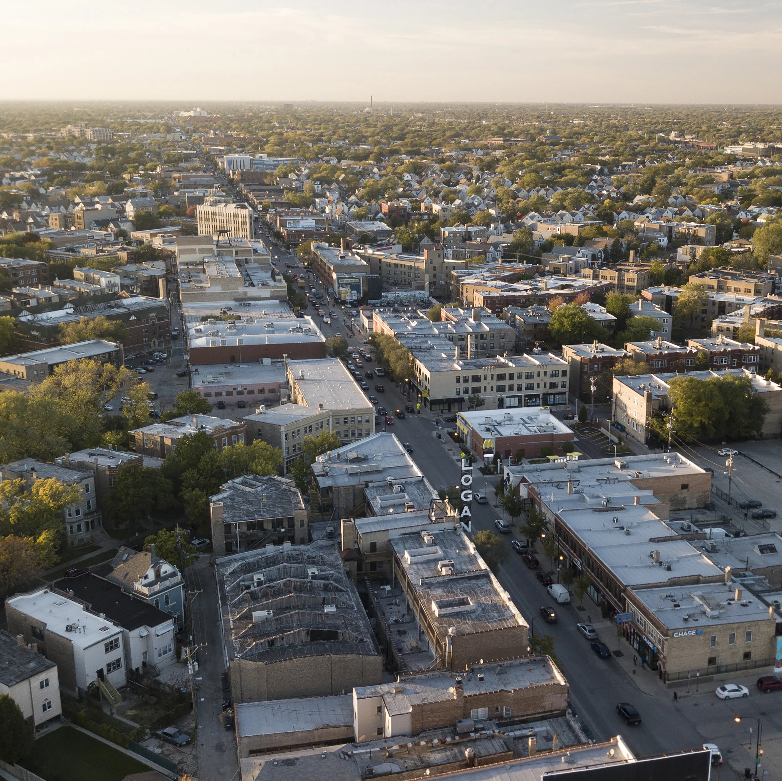 View north up Milwaukee Avenue - Logan Square