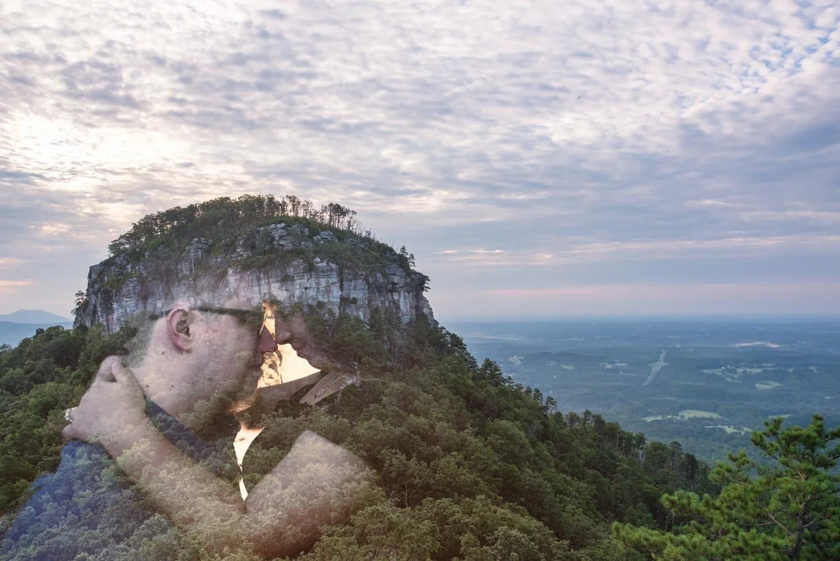 Offbeat Bride's engagement photos at PIlot mountain and Golden Road Vineyards.