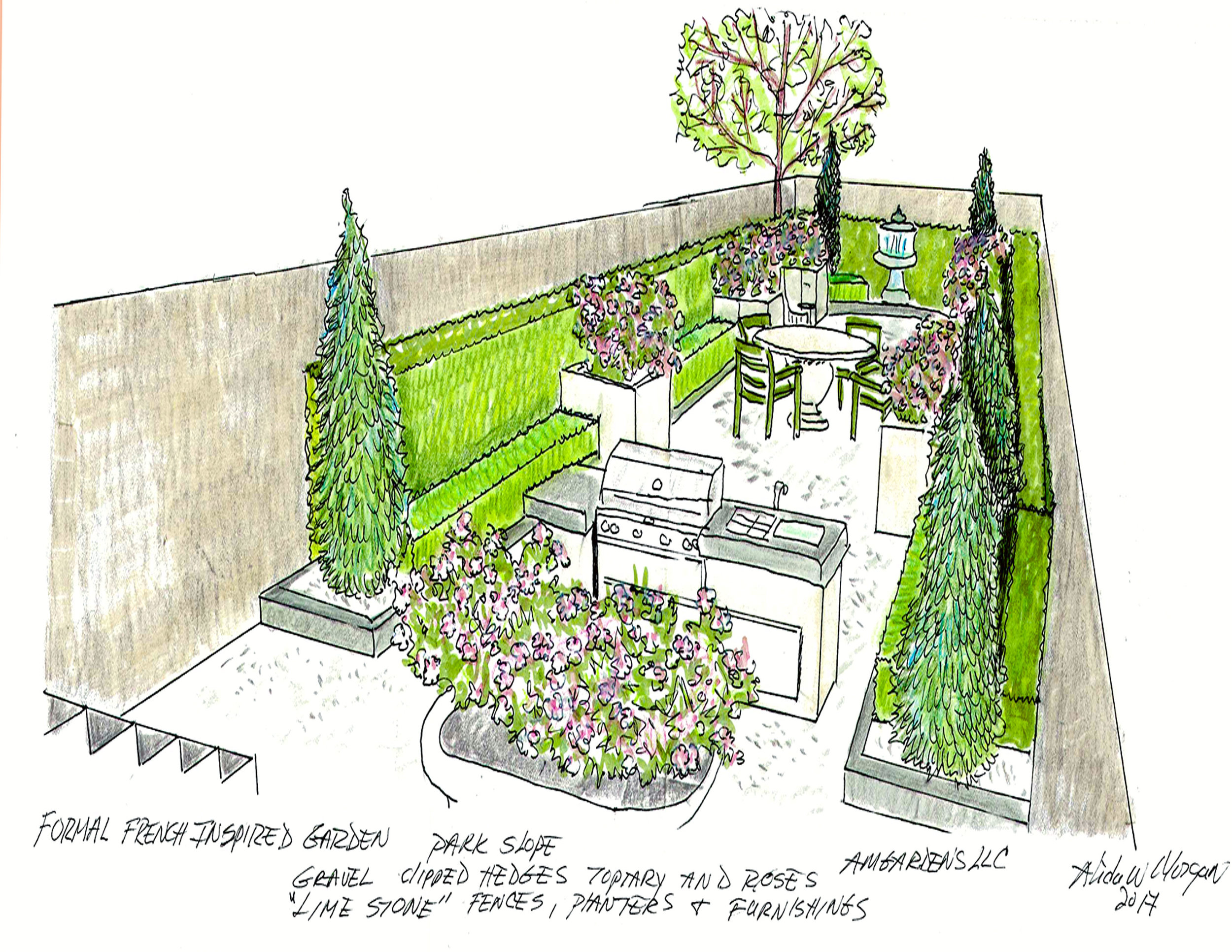 Formal French Inspired Garden Park Slope 2017