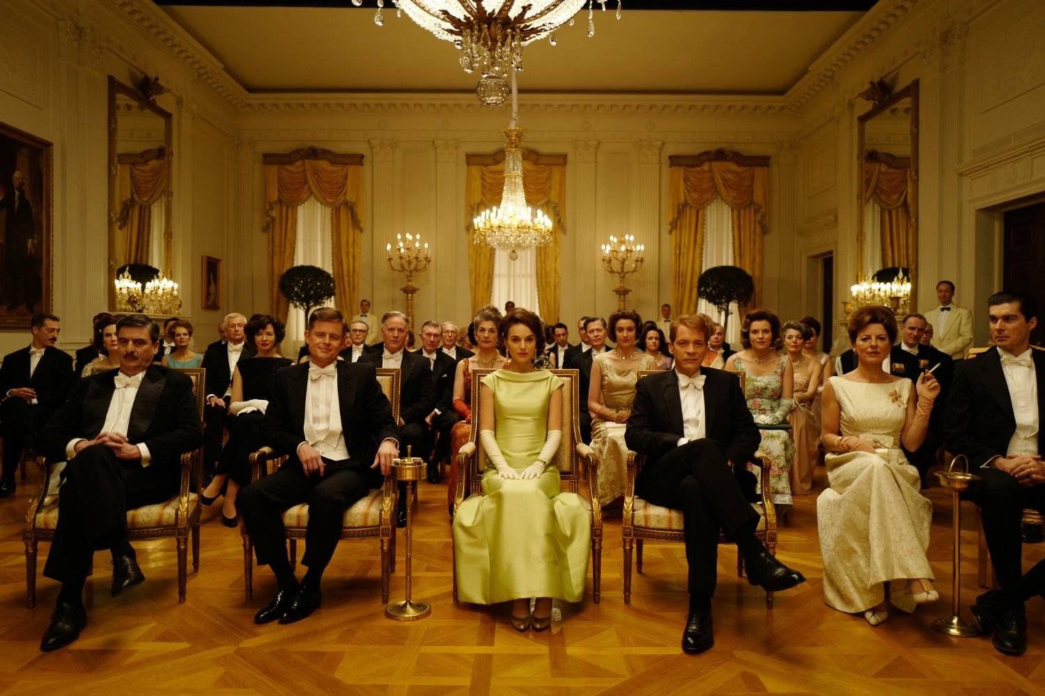 Caspar Phillipson, Natalie Portman, and Peter Sarsgaard in Jackie © 2016 Fox Searchlight Pictures