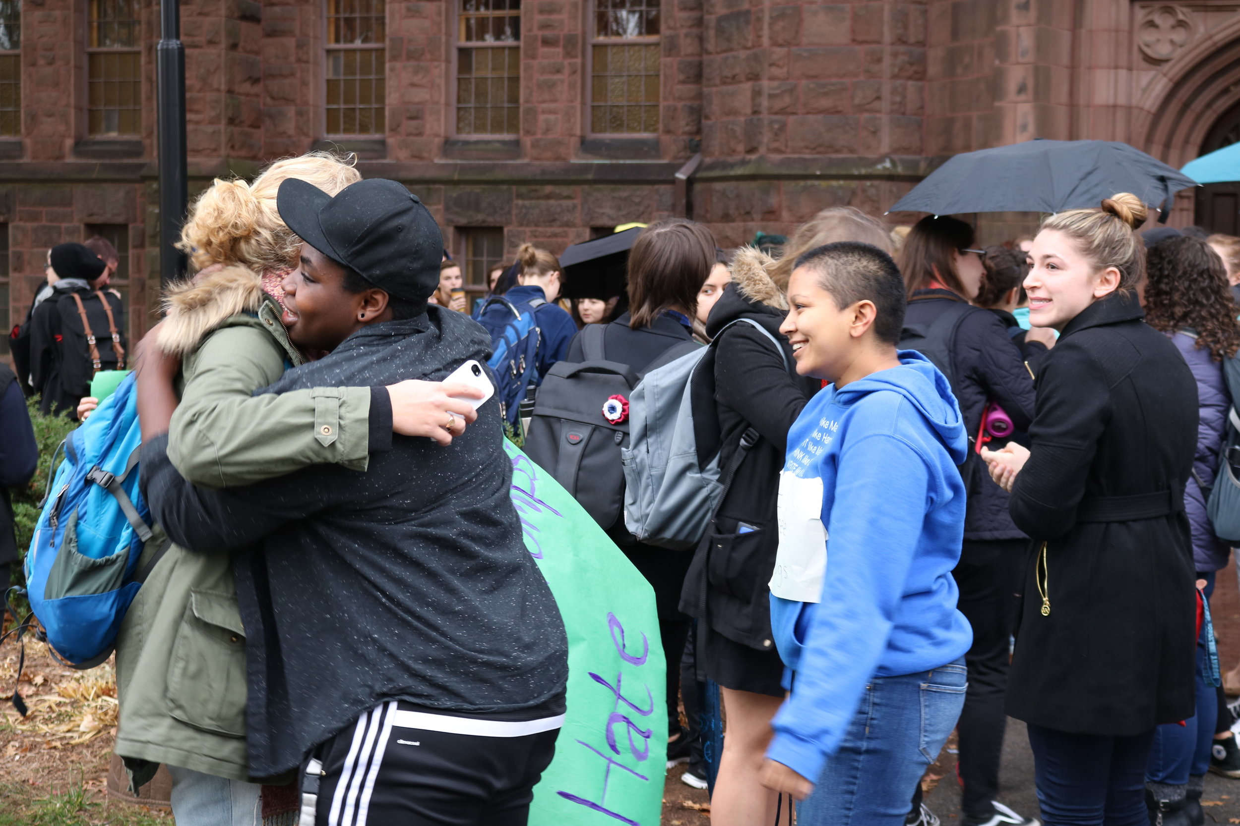  Photos by Dana Pan '20 Students, faculty and staff gathered in a circle outside Williston Miles-Smith Library Wednesday afternoon in reaction to the results of the 2016 presidential election, during which Donald Trump was announced as president-elec