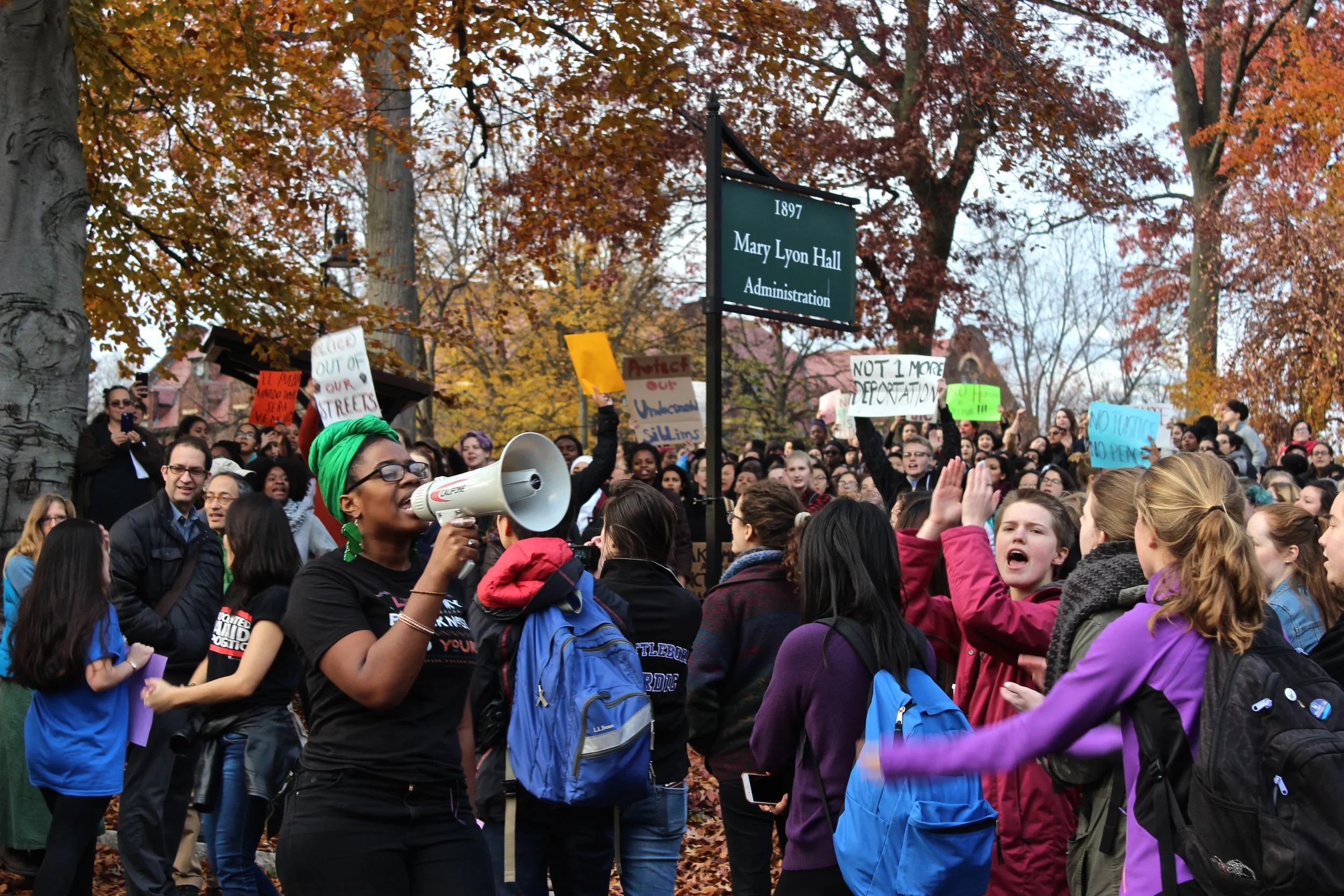 Photo by Emily Tarantini '18 Students walked out of class and daily obligations in protest Wednesday, Nov. 16.