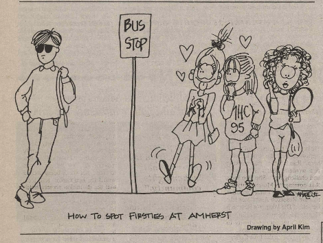 A comic published in the Feb. 13, 1992 edition pokes fun at first-years.