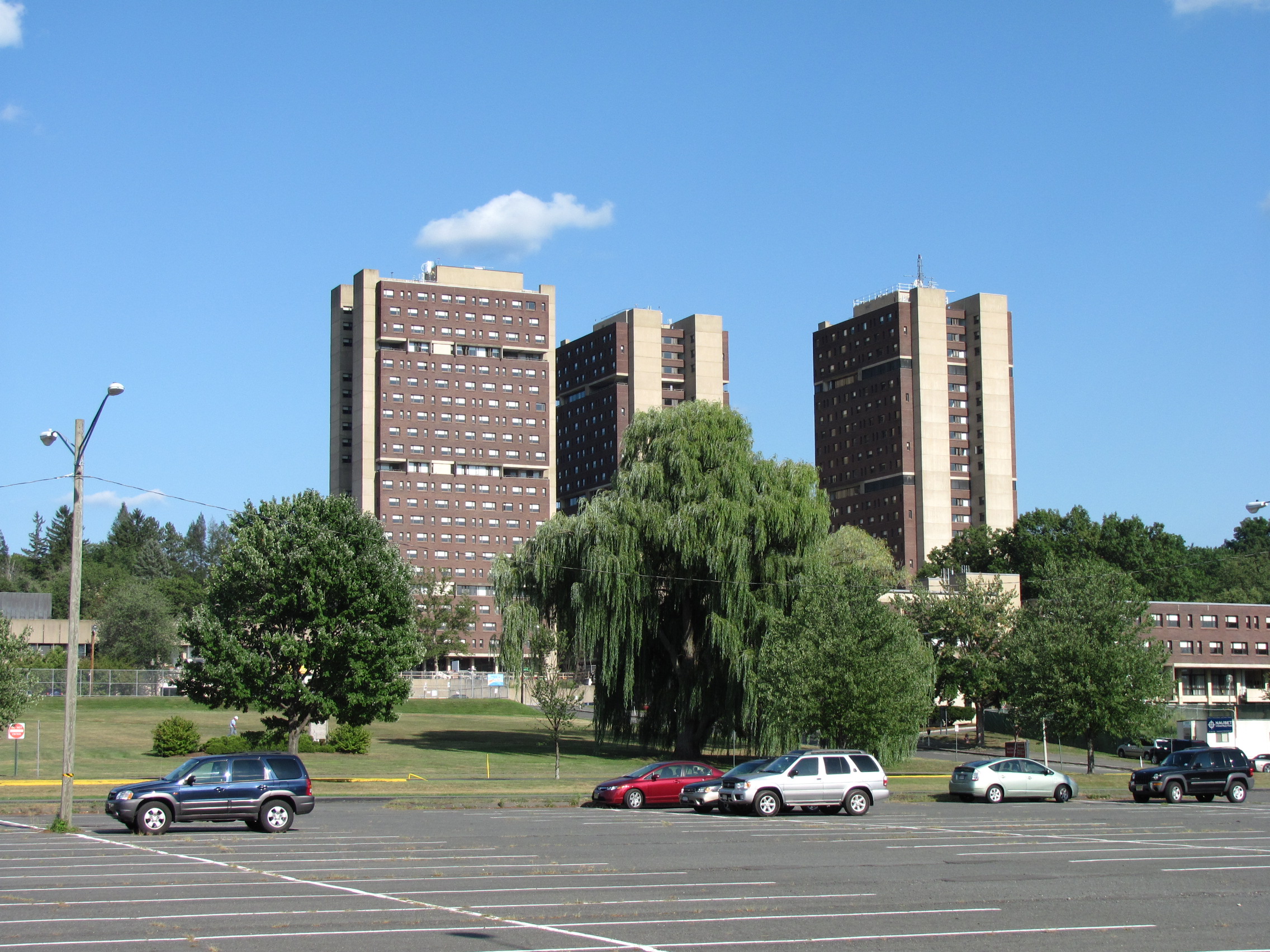 Photo courtesy of Wikimedia Commons. The John Quincy Adams Residence Hall at UMass.