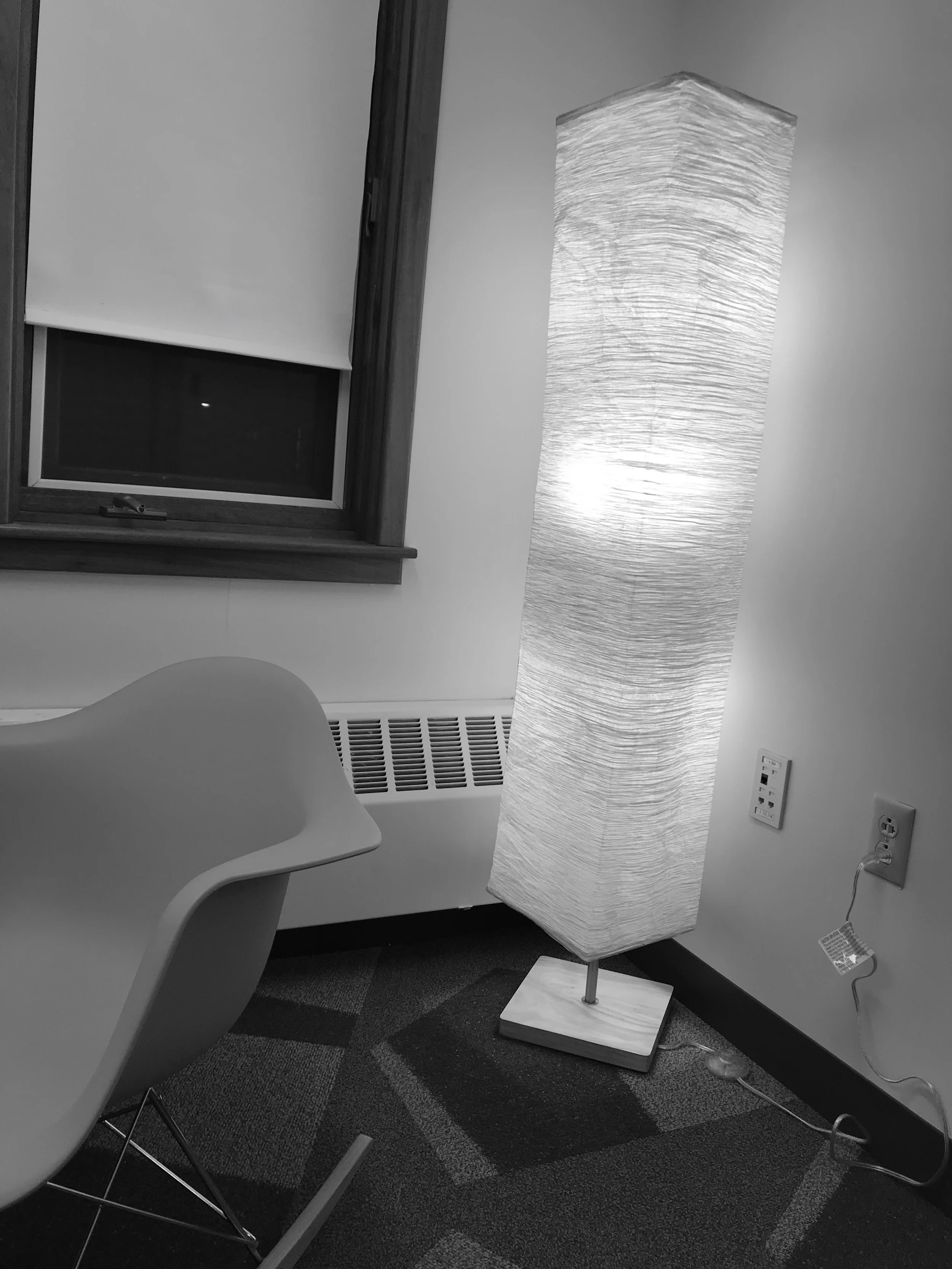 Photos by Casey Linenberg ’19 Moasis, a meditation space recently opened in Blanchard, features soft lighting, yoga mats, soft seating and other amenities to encourage mindfulness.