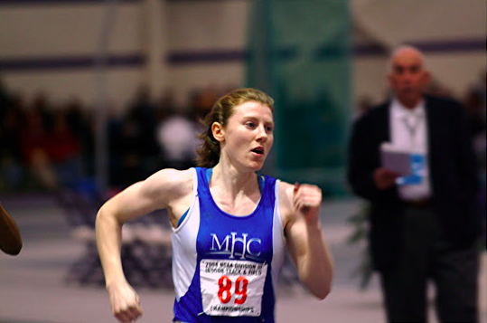   Photo courtesy of the Athletics Department    Langhan Dee ’04 used to represent Mount Holyoke Track and Field.  