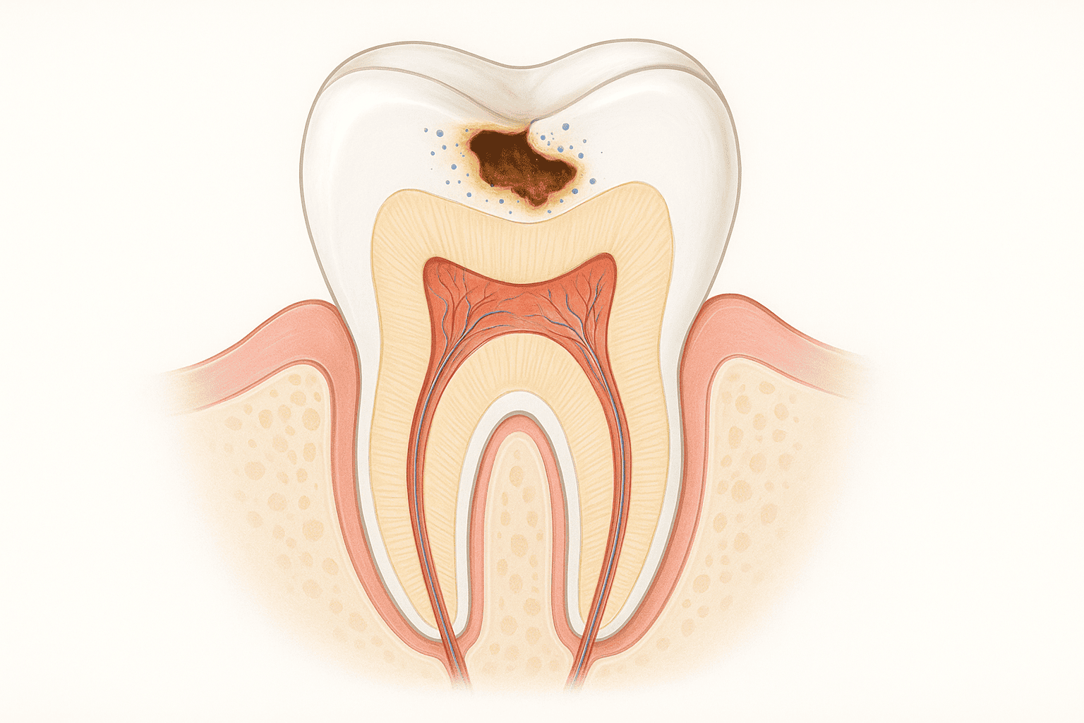 Image showing cross section of tooth with developing cavity