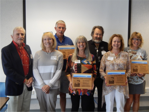 Left to right: Vicky Harris and Jon Kukuk (Wisconsin Marine Association and Clean Marina Program), Cathy Pabich, Steve and Andrea DeBaker (Trout Springs Winery), Wendy Lutzke