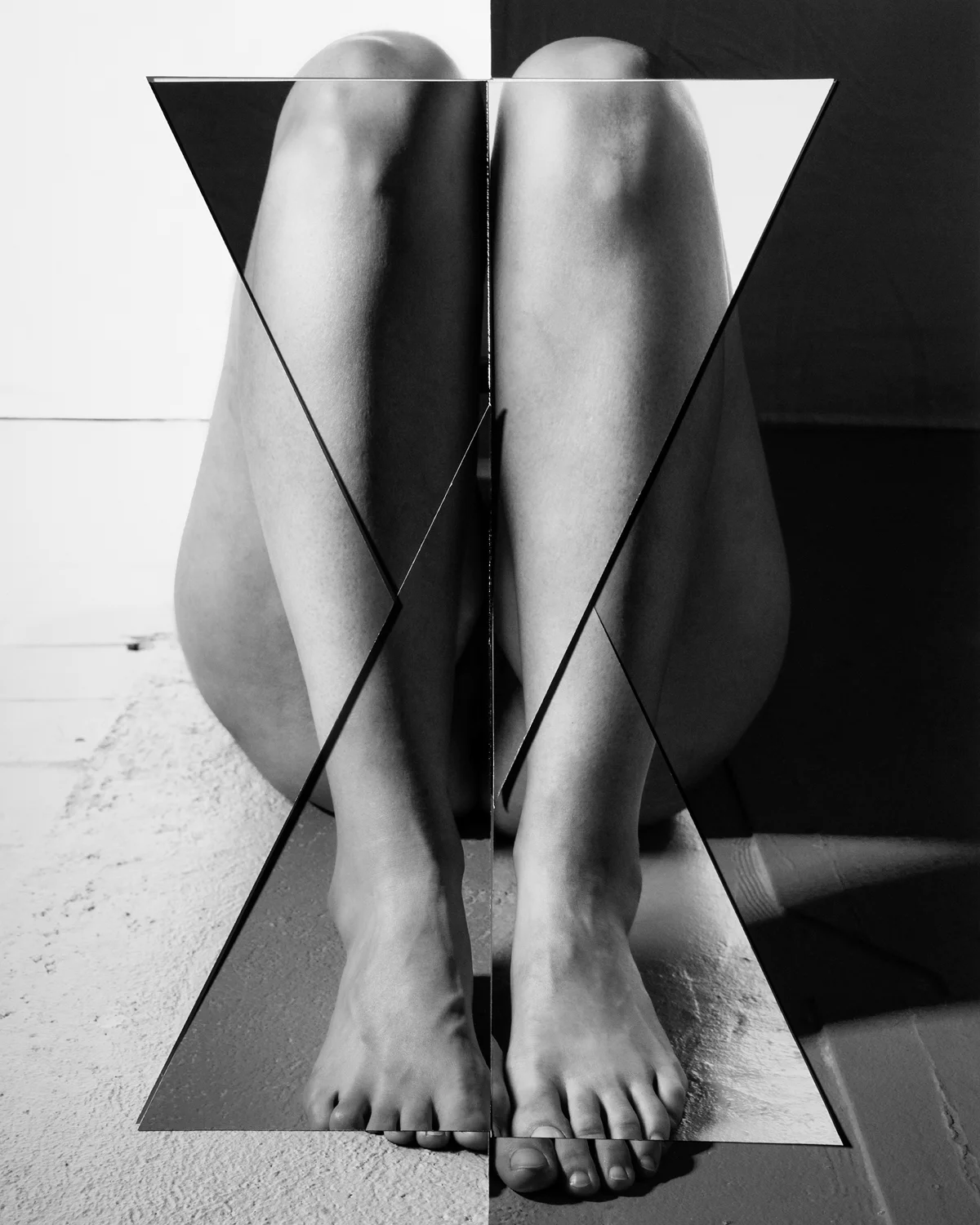 Block-like figure invoking birth
