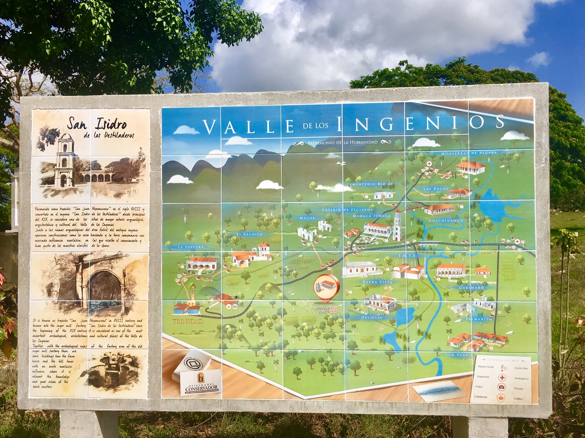 Map of Valle De Los Ingenios, Trinidad, Cuba