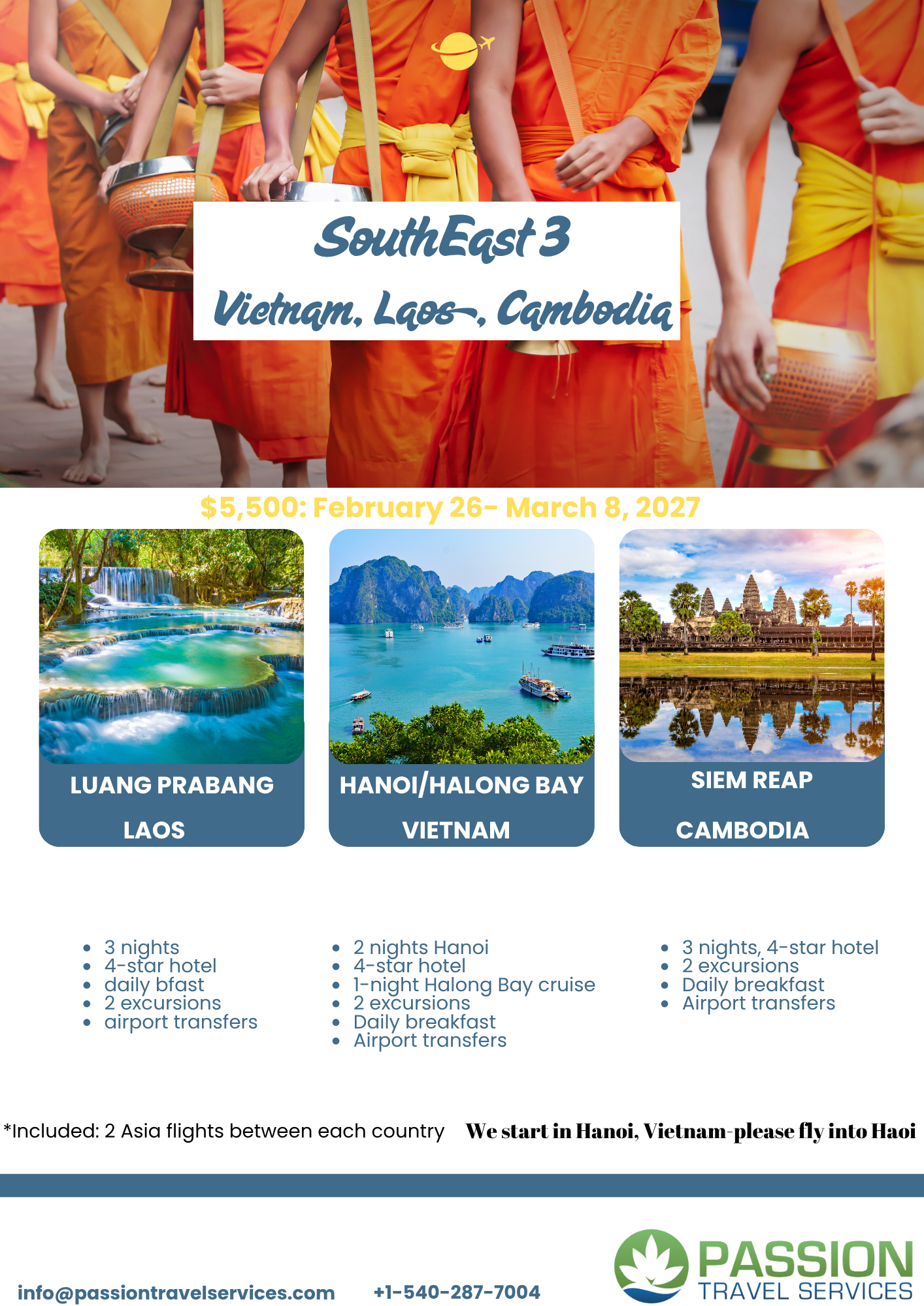 Southeast 3 - Vietnam, Laos, Cambodia - February 26-March 8, 2027