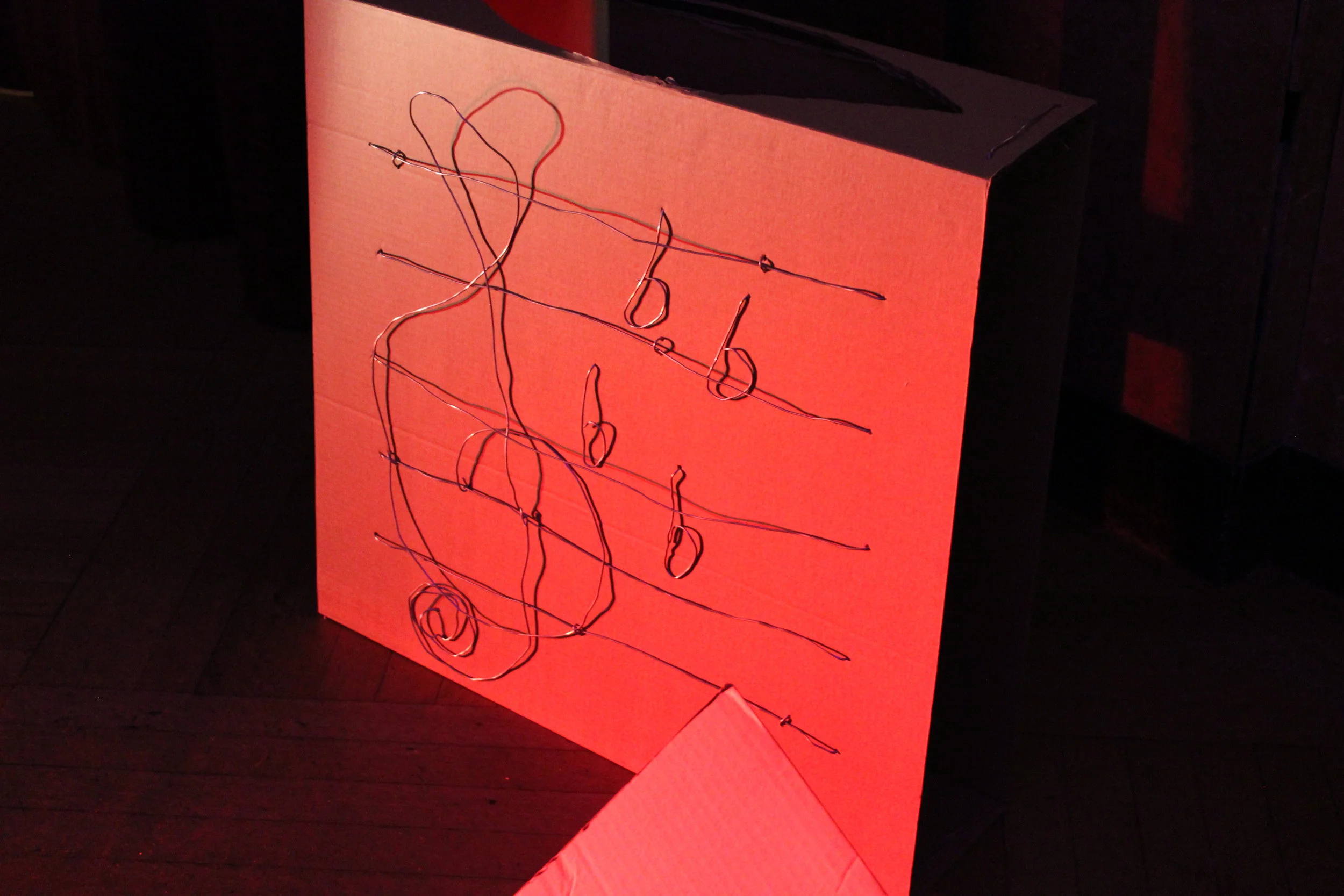  "Treble clef", part of “Minimal Structures” installation cardboard, metal wire 