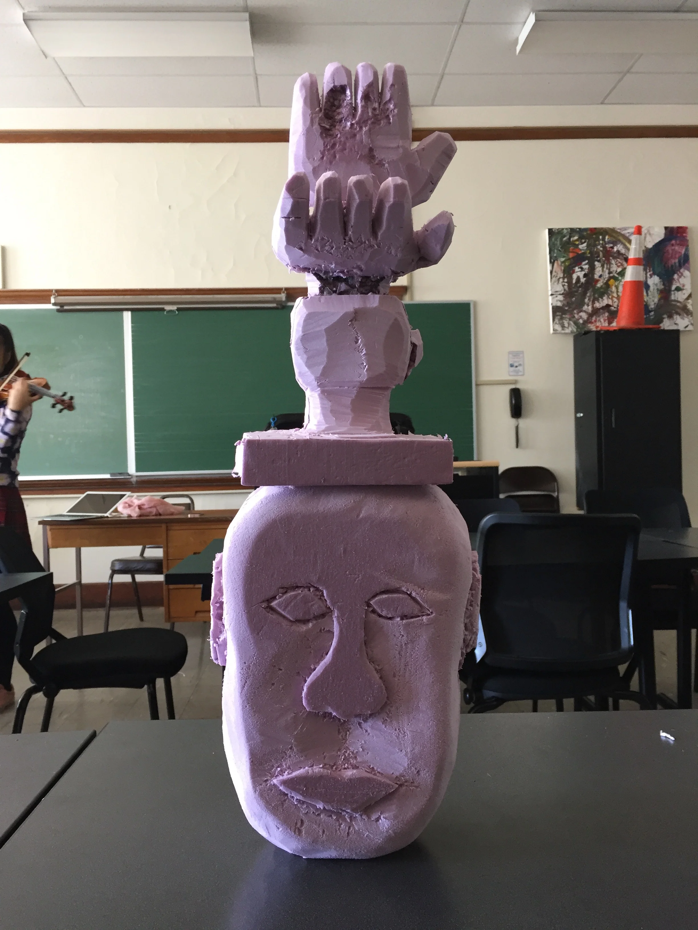 Two carvings from "Totem" installation Insulation foam