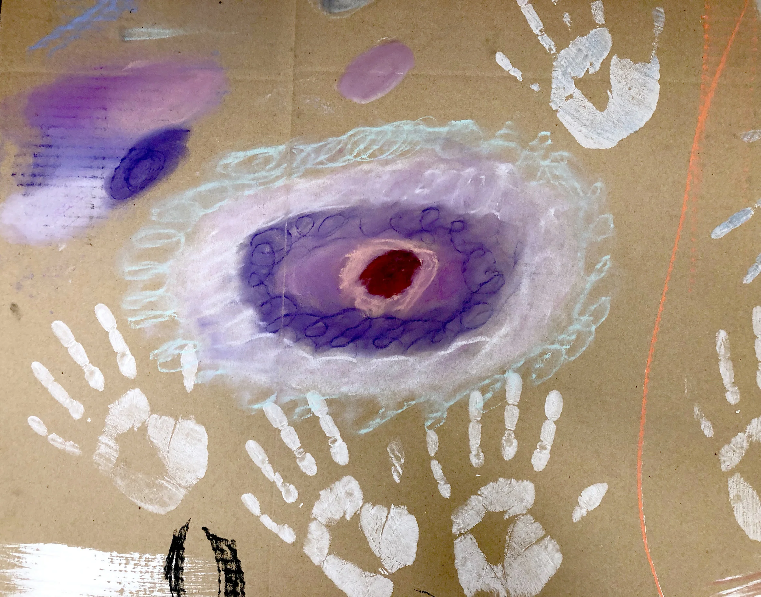 “Cloud” by Shiva. Pastel and water soluble printing ink on cardboard.