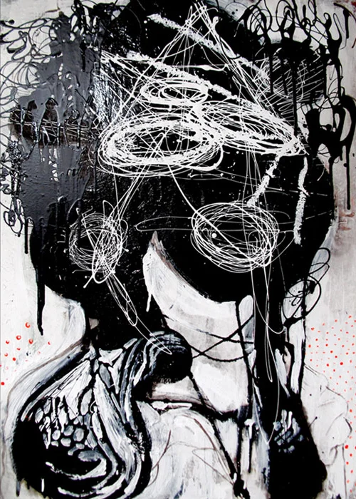 "SPIN FACE" 2013 . ENAMEL ON CANVAS . 24"X36"