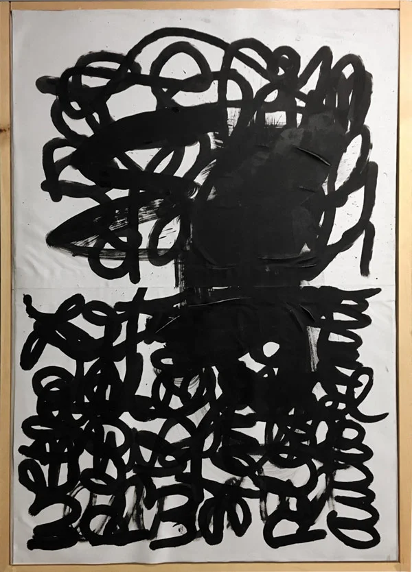 Nuffness 2016 32"x45.5 Ink on collaged canvas