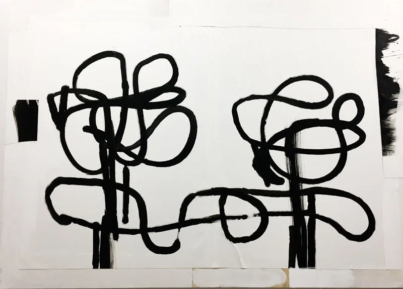 The Dialogue 2016 4' x 34.5" ink and paper on Wood