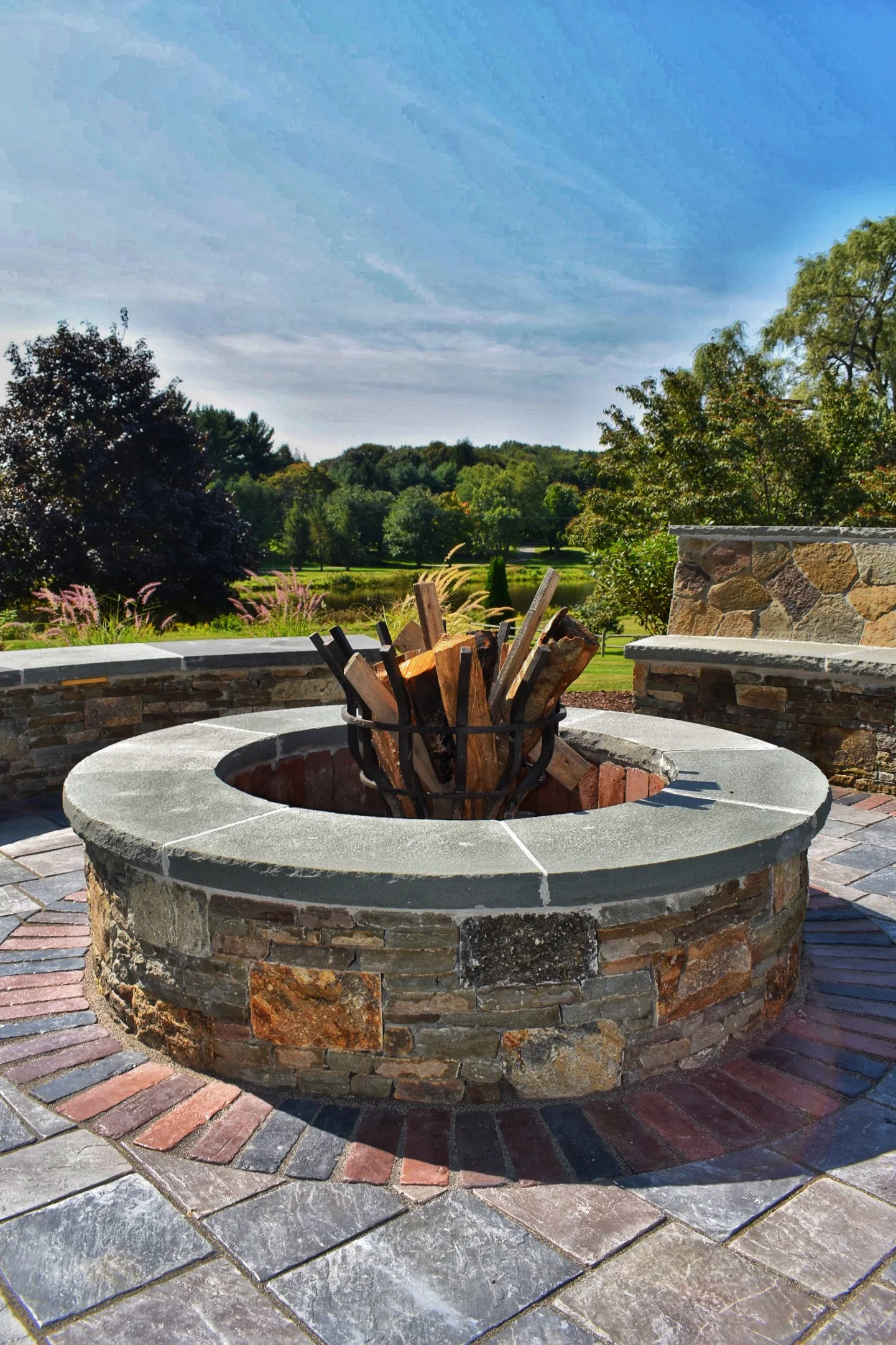 outdoor stone fire pits on Main St Southboro Stonefire Outdoor Living