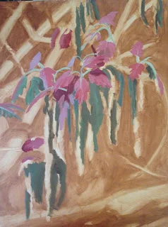Here I have just begun to apply color to my value sketch.