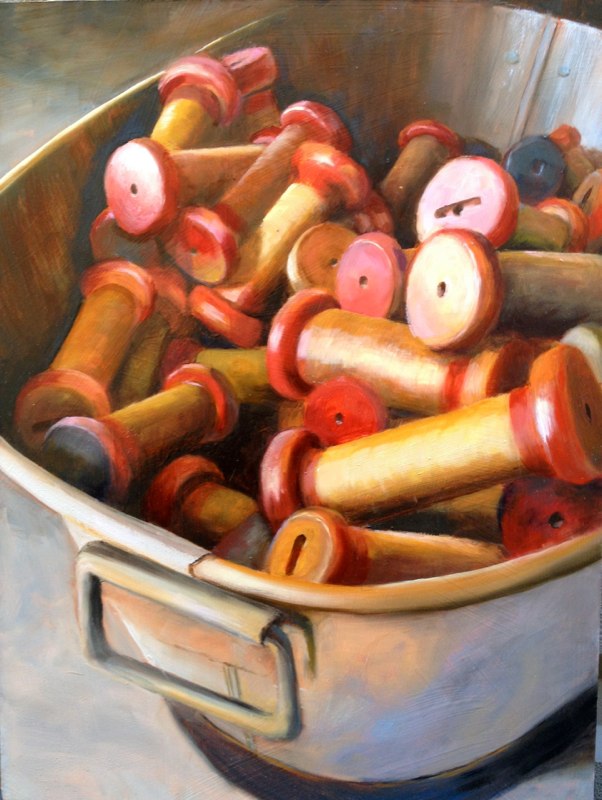 Wood Spools - 12x16 - Oil on panel SOLD