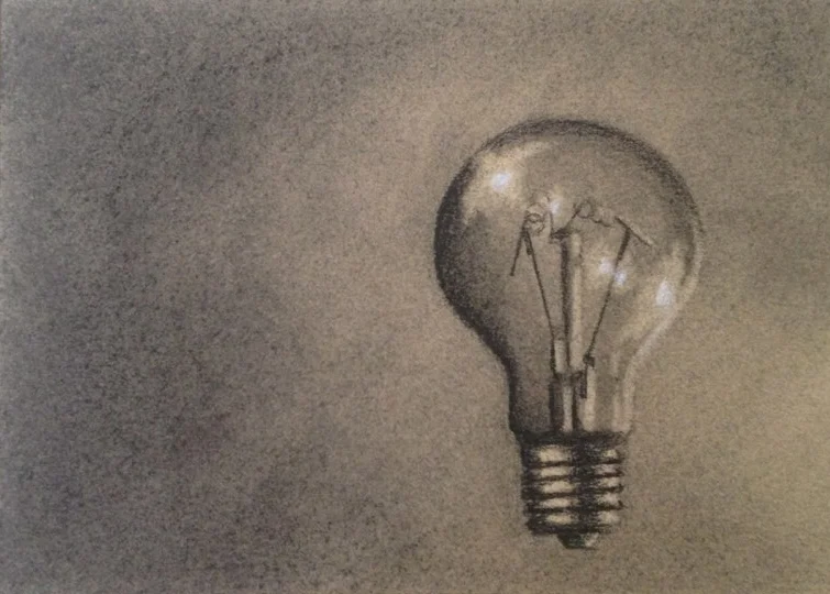 Will's Lightbulb - 5x7 - charcoal on paper